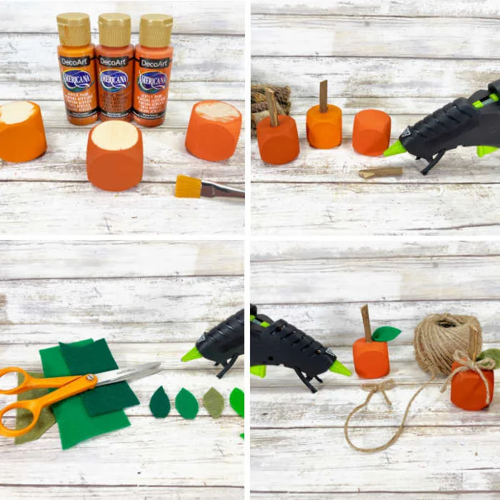 Wood Dice Pumpkin Craft Instructions
