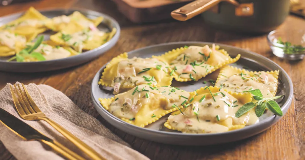 This Pumpkin Ravioli pairs silky pasta with a rich, flavorful pumpkin filling for a comforting, seasonal treat.