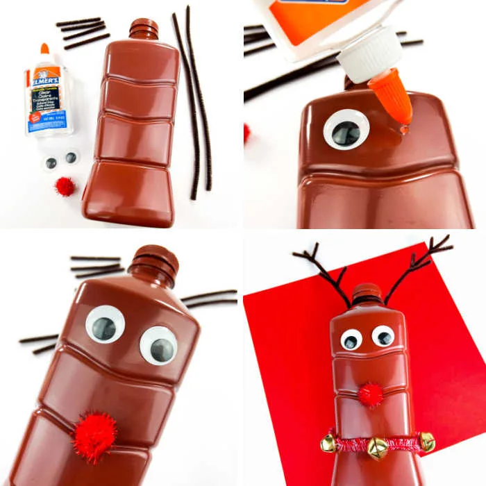 How To Make Milk Jug Reindeer Craft in process