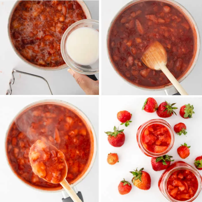 strawberry preserves in process