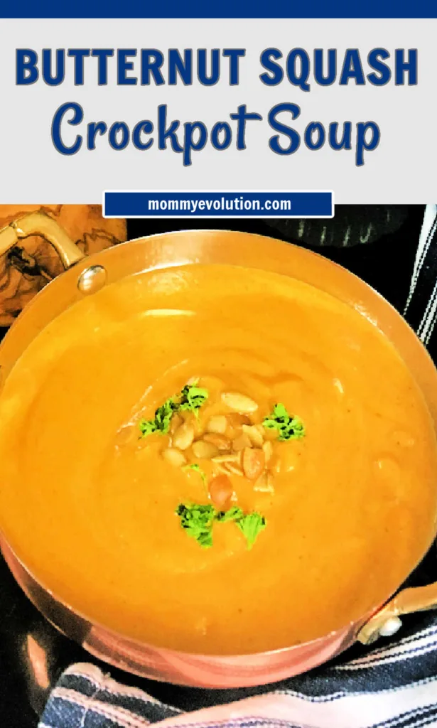 Crockpot Butternut Squash Soup blends tender squash with apple, pear, warm spices and curry for a smooth, cozy soup that slow-cooks into deep, naturally sweet flavor.