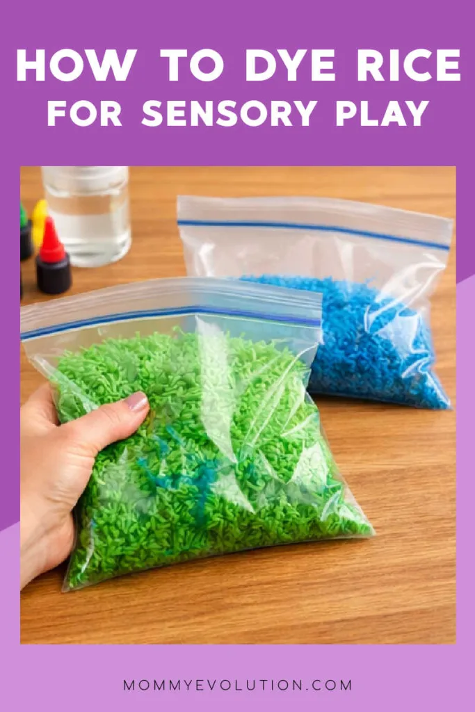 Learn how to dye rice for sensory play!

This easy sensory prep activity turns plain rice into vibrant, colorful sensory material that invites scooping, pouring, sorting and imaginative play.