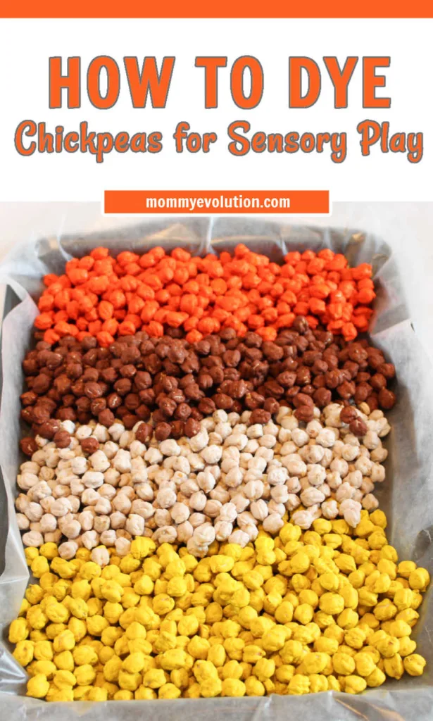 Learn how to dye chickpeas for fun sensory play!

This simple, mess-controlled activity turns ordinary dried chickpeas into colorful sensory materials that invite scooping, pouring, sorting and imaginative play while supporting fine motor development.