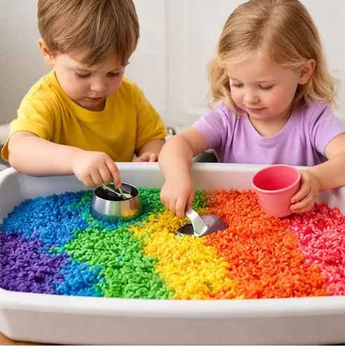dyed rice Sensory Bin Play Ideas