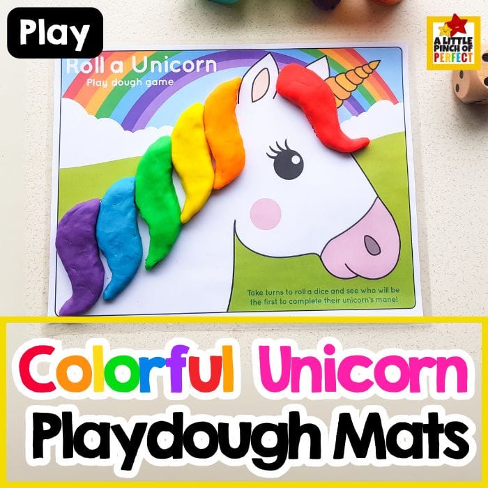 Image for Colorful Unicorn Playdough Mats Free Printable Kids Activity