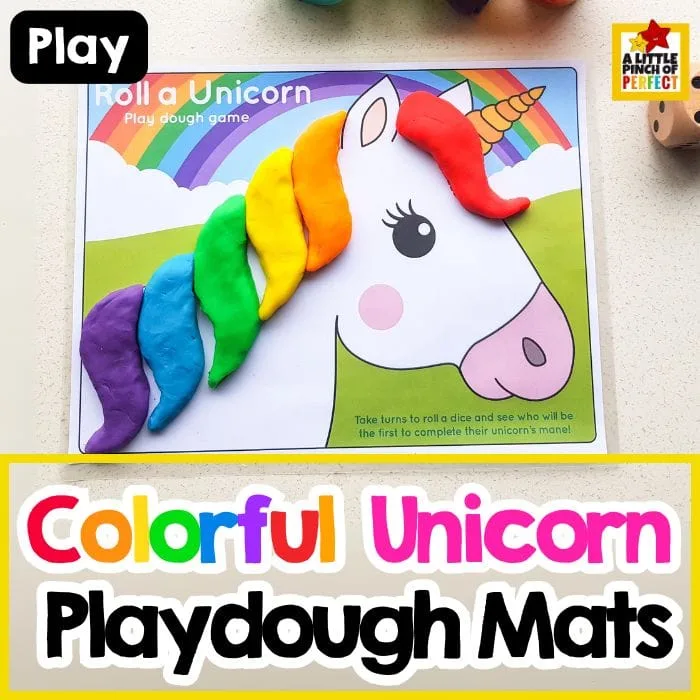 Image for Colorful Unicorn Playdough Mats Free Printable Kids Activity