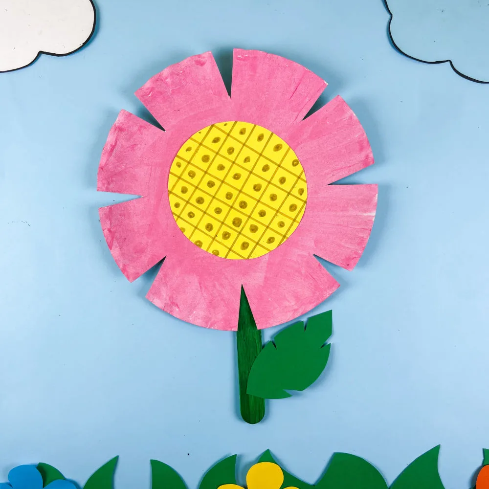 Paper Plate Flower Craft -- a hands-on art project where kids design bright flowers while strengthening coordination and creative expression.