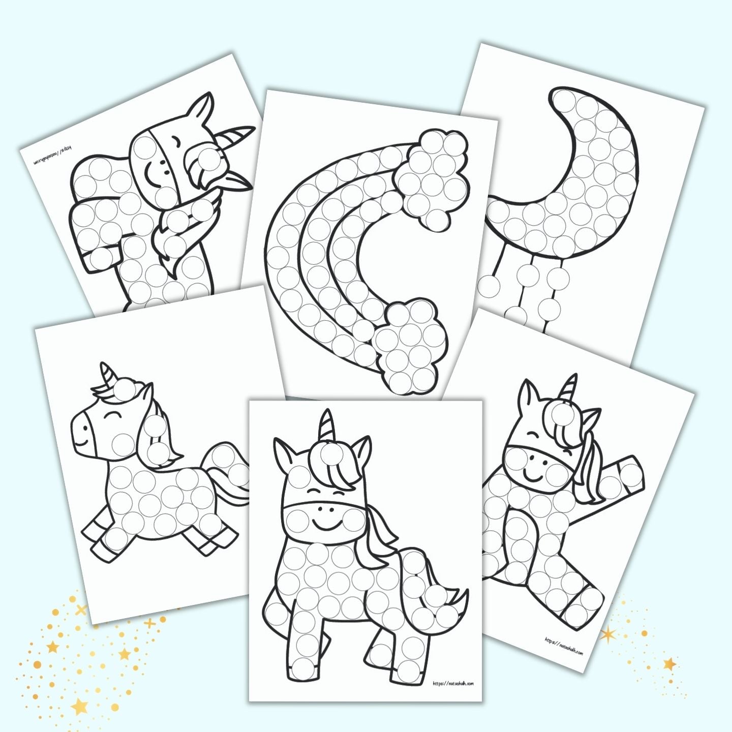 Image for Free Printable Unicorn Do a Dot Pages