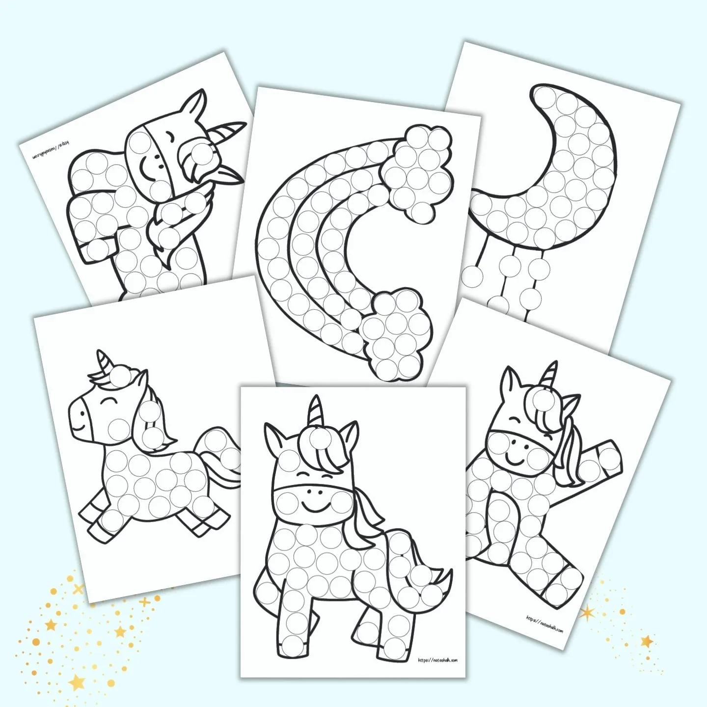 Image for Free Printable Unicorn Do a Dot Pages