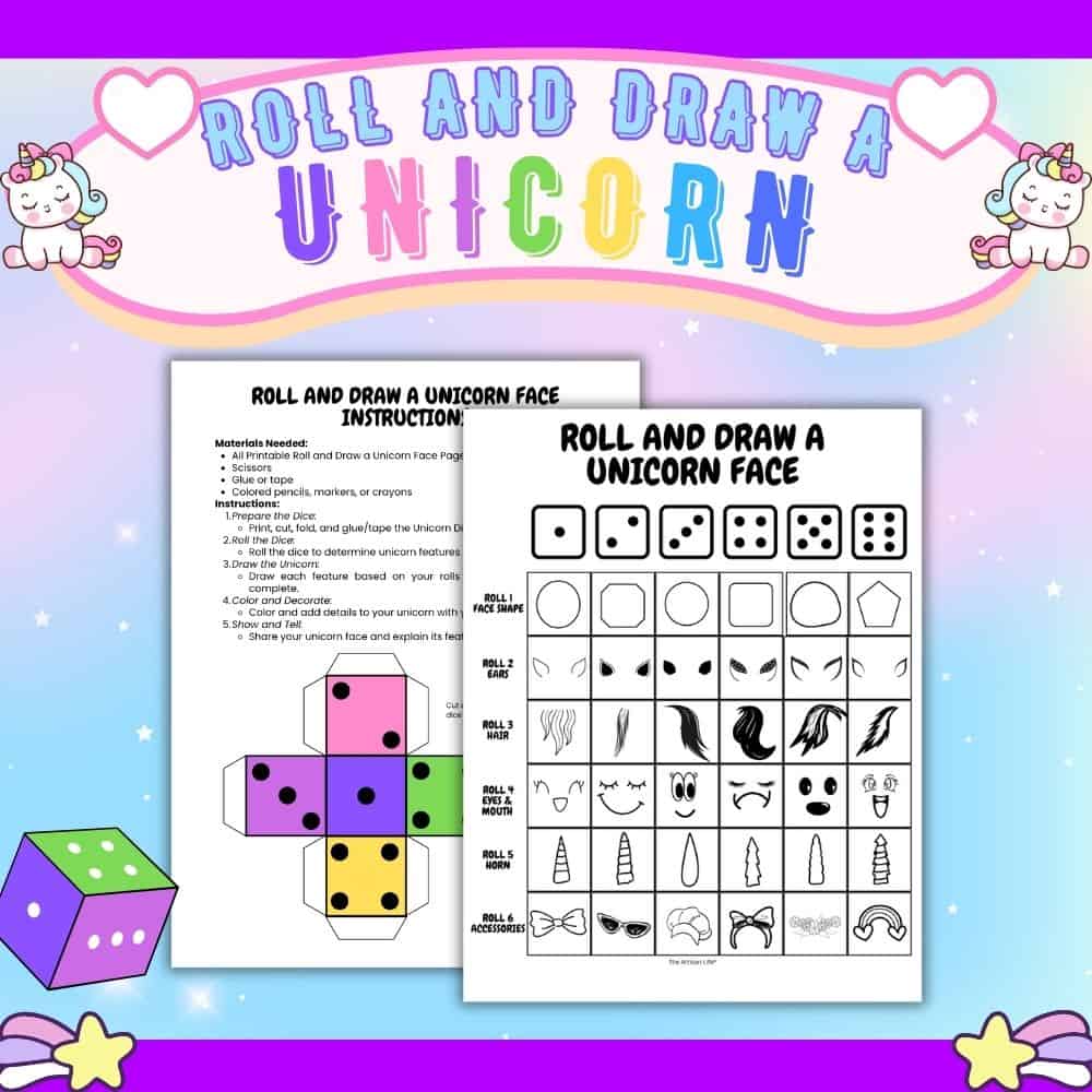 Image for Roll a Unicorn Free Printable