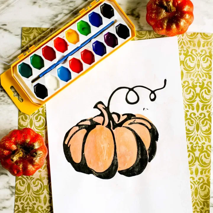 Image for Pumpkin Watercolor Salt Painting (Free Pumpkin Template)