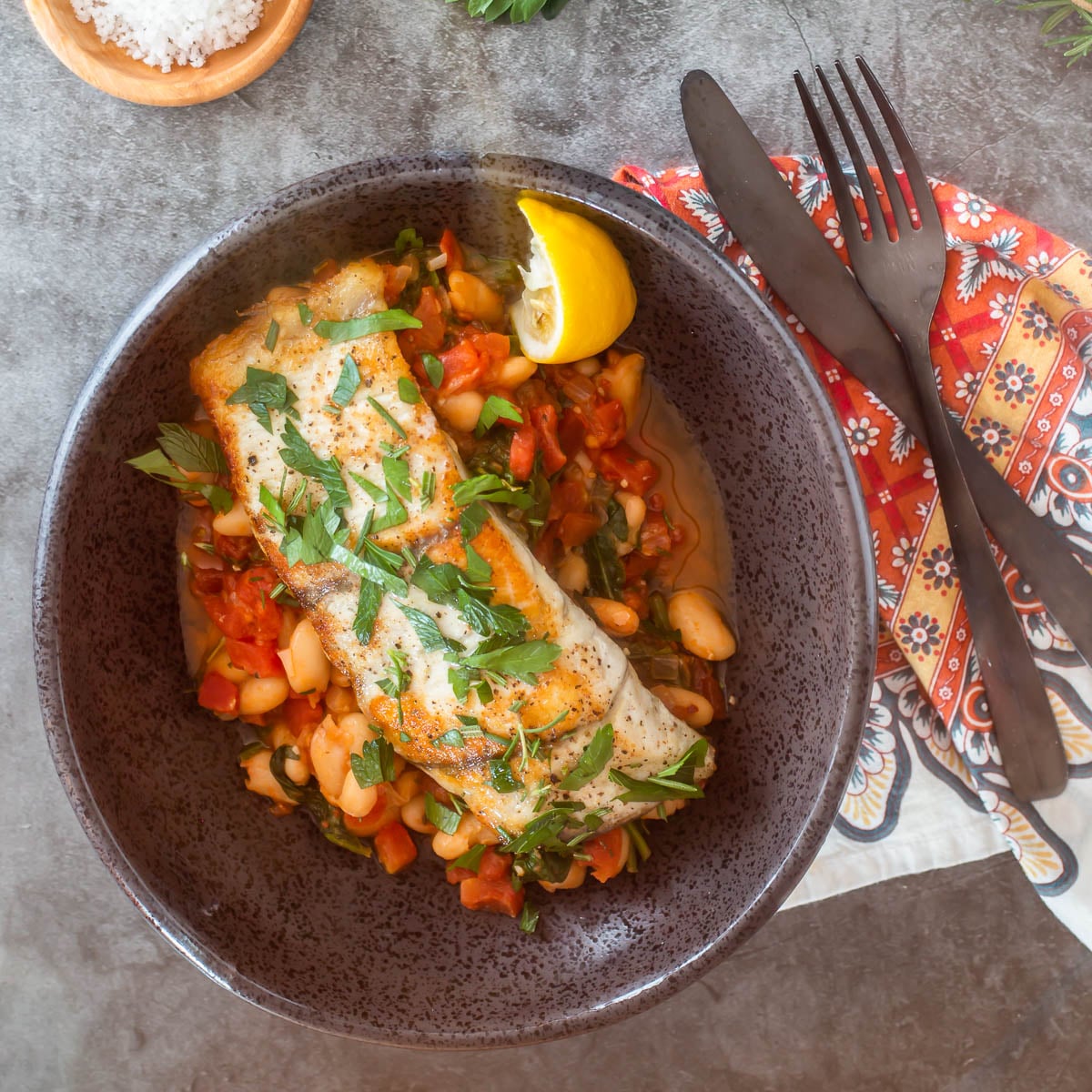 Image for Easy Mediterranean Fish with White Beans