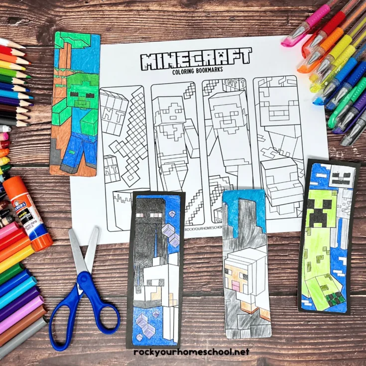Image for Minecraft Bookmarks To Color