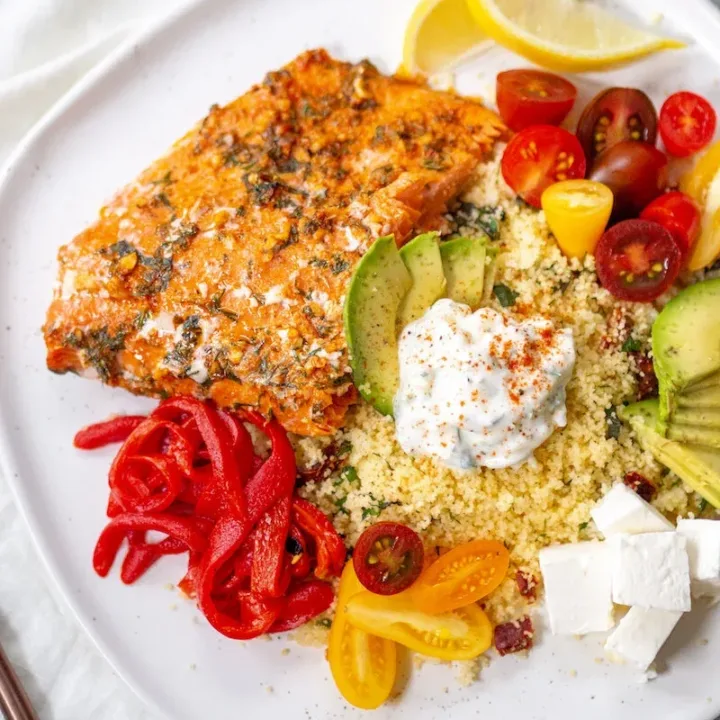 Image for Mediterranean Salmon Platter with Homemade Tzatziki Recipe