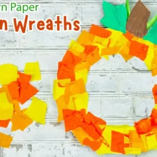 Image for Torn Paper-Paper Plate Pumpkin Wreath Craft