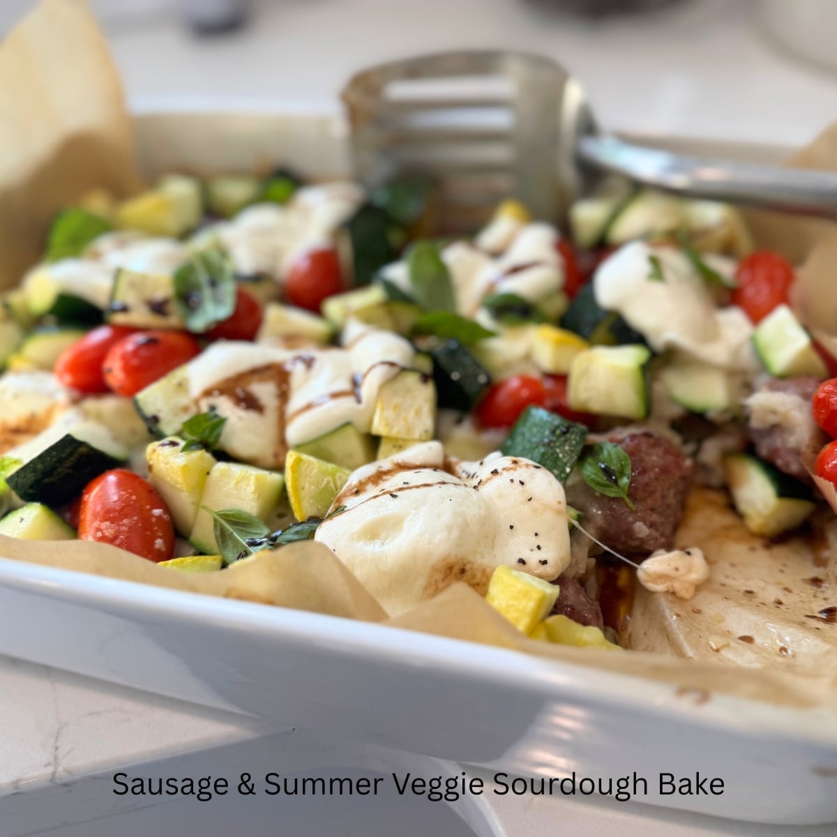 Image for Sourdough Sausage Caprese Bake