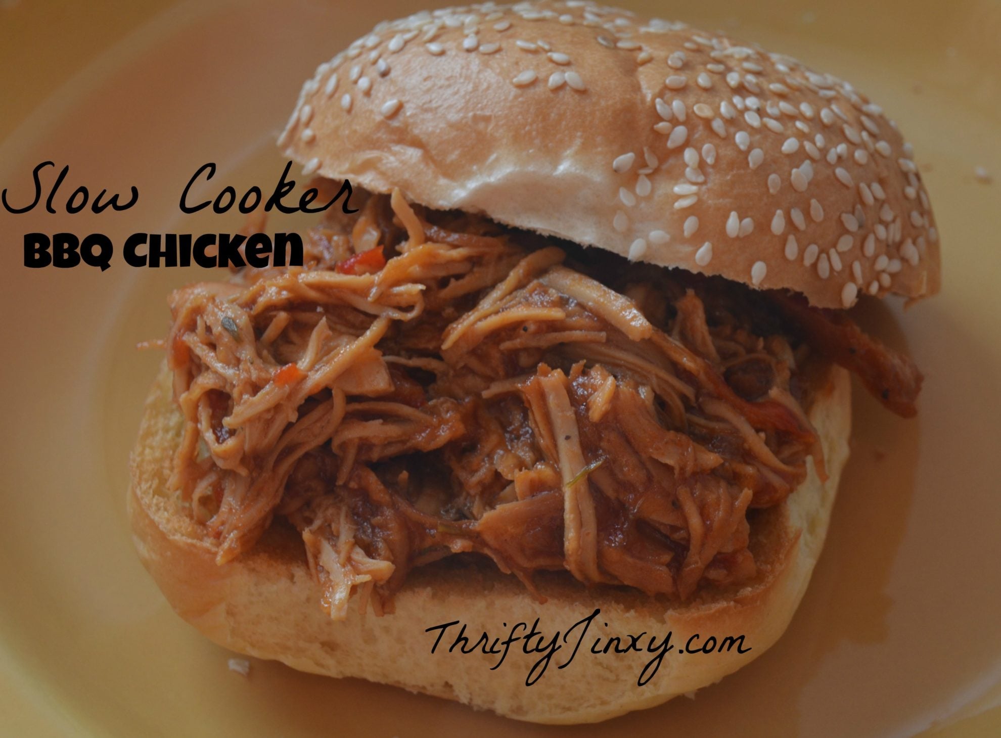 Image for Deeeelicious Easy Slow Cooker BBQ Pulled Chicken Recipe