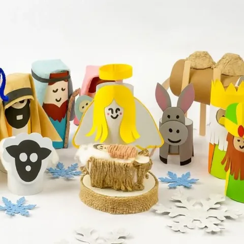 Image for 5 Toilet Paper Roll Crafts Nativity Scene