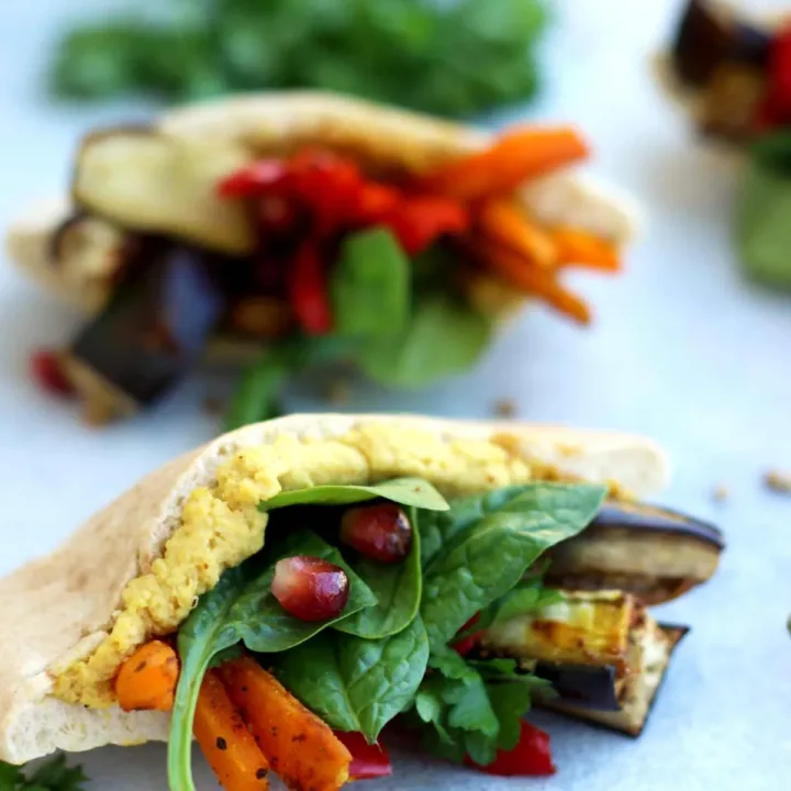 Image for Pita Pockets with Roasted Veggies and Hummus