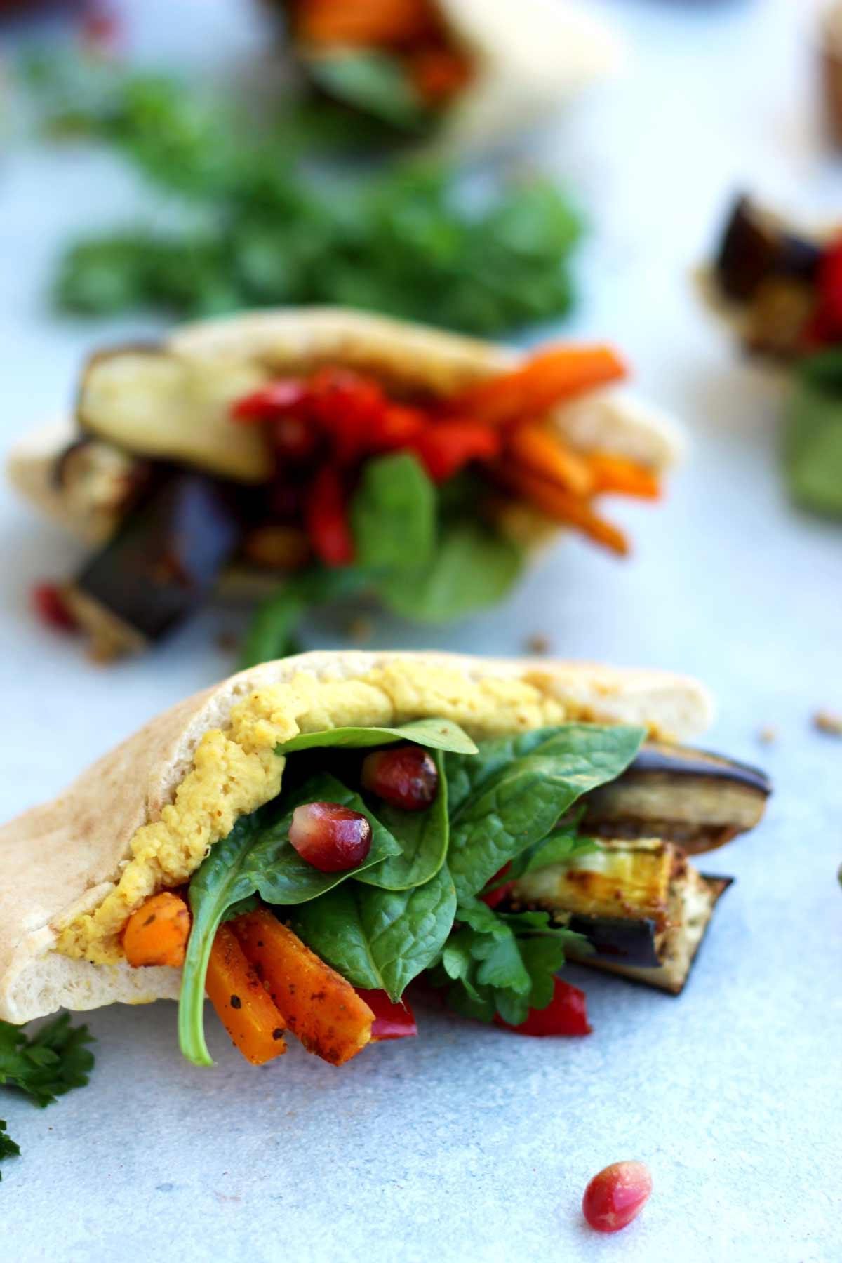 Image for Pita Pockets with Roasted Veggies and Hummus