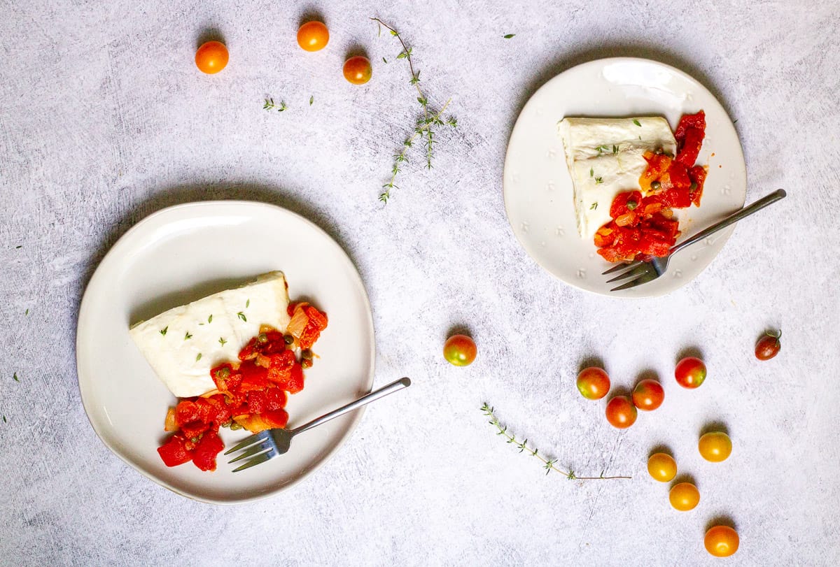 Image for Baked Halibut with Tomato Caper Sauce
