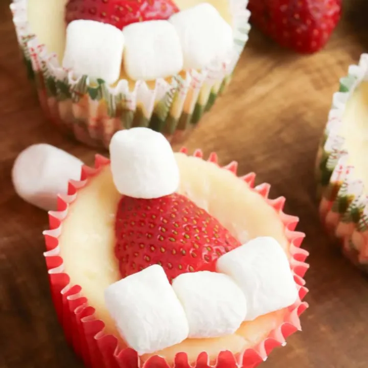 Image for Santa Hat Cheesecake Bites with Strawberries