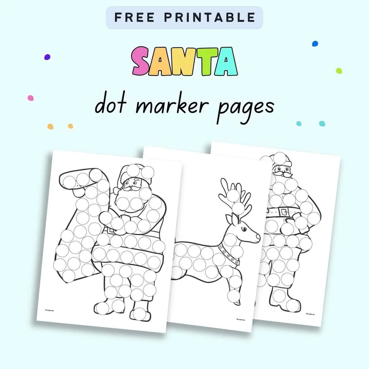 Image for Free Printable Santa Dot Marker Coloring Pages