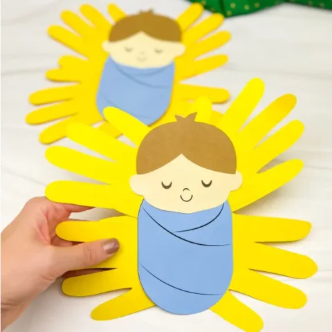 Image for Handprint Manger Craft For Kids [Free Template]