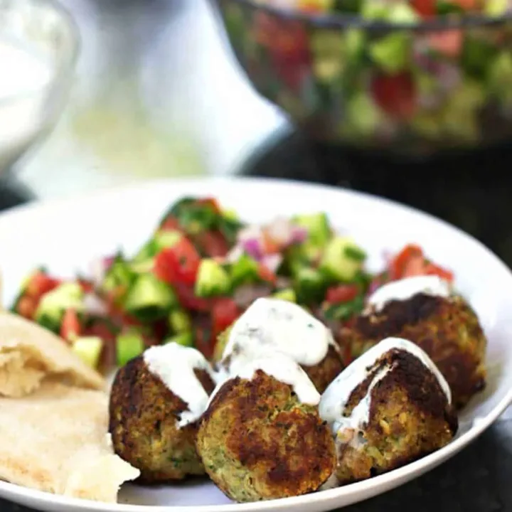 Image for Turkey Falafel Meatballs with Lemon Yogurt Sauce