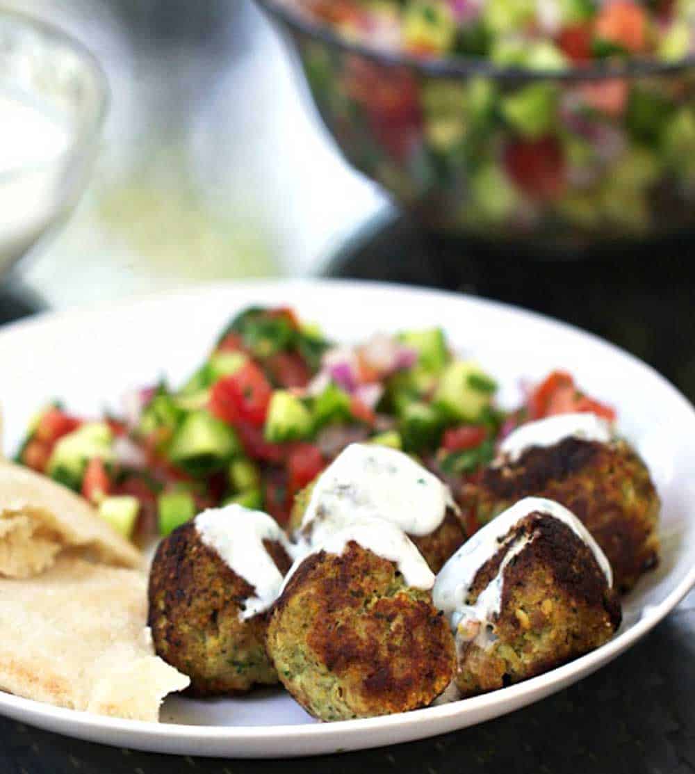 Image for Turkey Falafel Meatballs with Lemon Yogurt Sauce