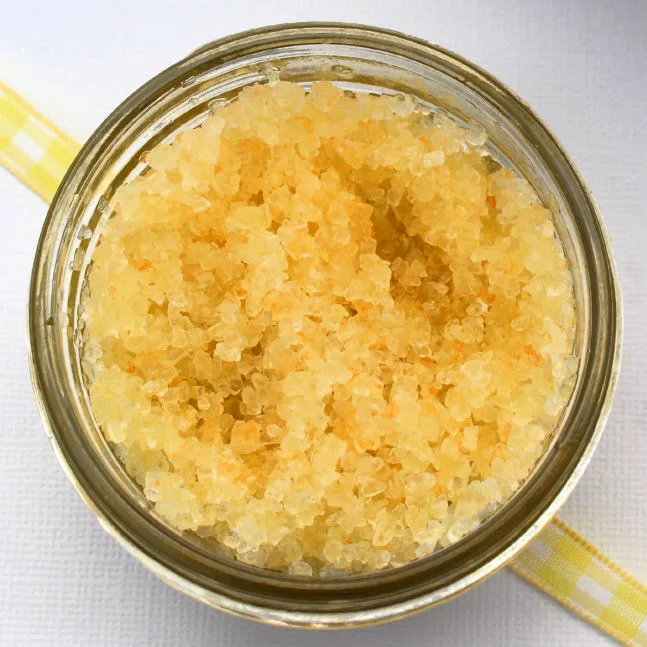 This homemade sugar scrub combines exfoliating and moisturizing ingredients to create a simple skincare treatment that leaves skin feeling refreshed and smooth: