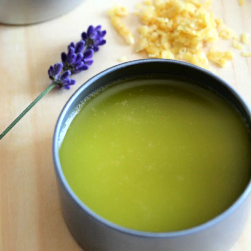 This homemade sleep balm combines moisturizing ingredients with calming essential oils to create a soothing bedtime treatment that feels relaxing and comforting:
