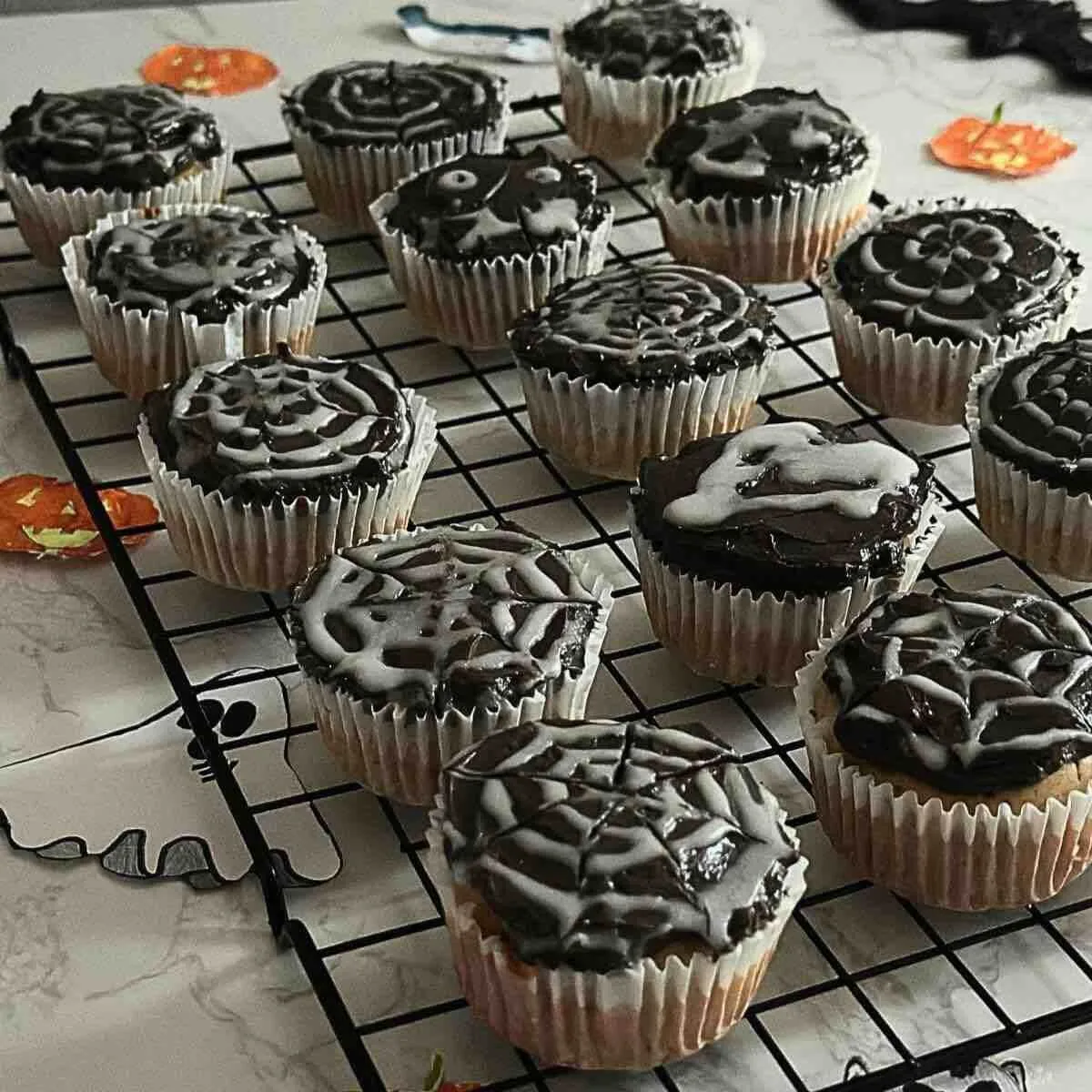 Image for Easy Spider Web Chocolate Cupcakes