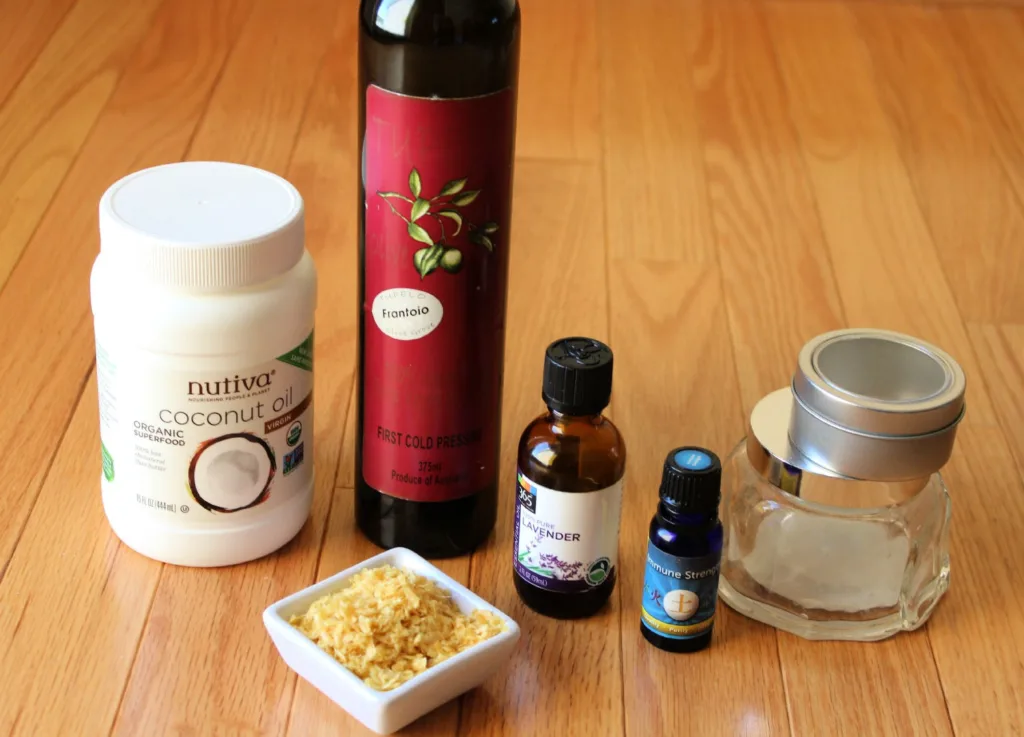 ingredients for lavender sleep balm recipe