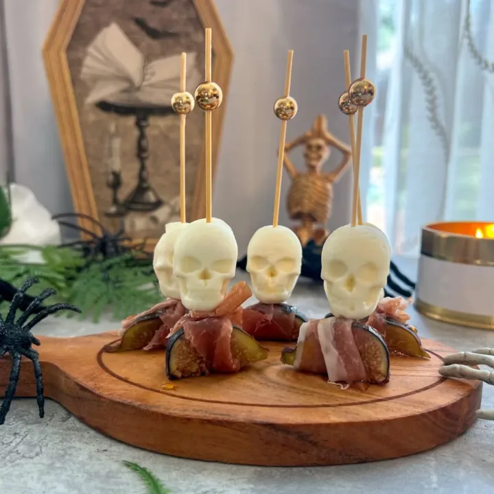Image for Prosciutto Wrapped Figs with Honey and Skull Cheese Skewers