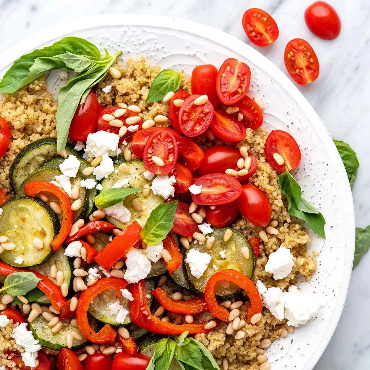 Image for Roasted Vegetable Quinoa Salad Recipe with Feta and Pine Nuts