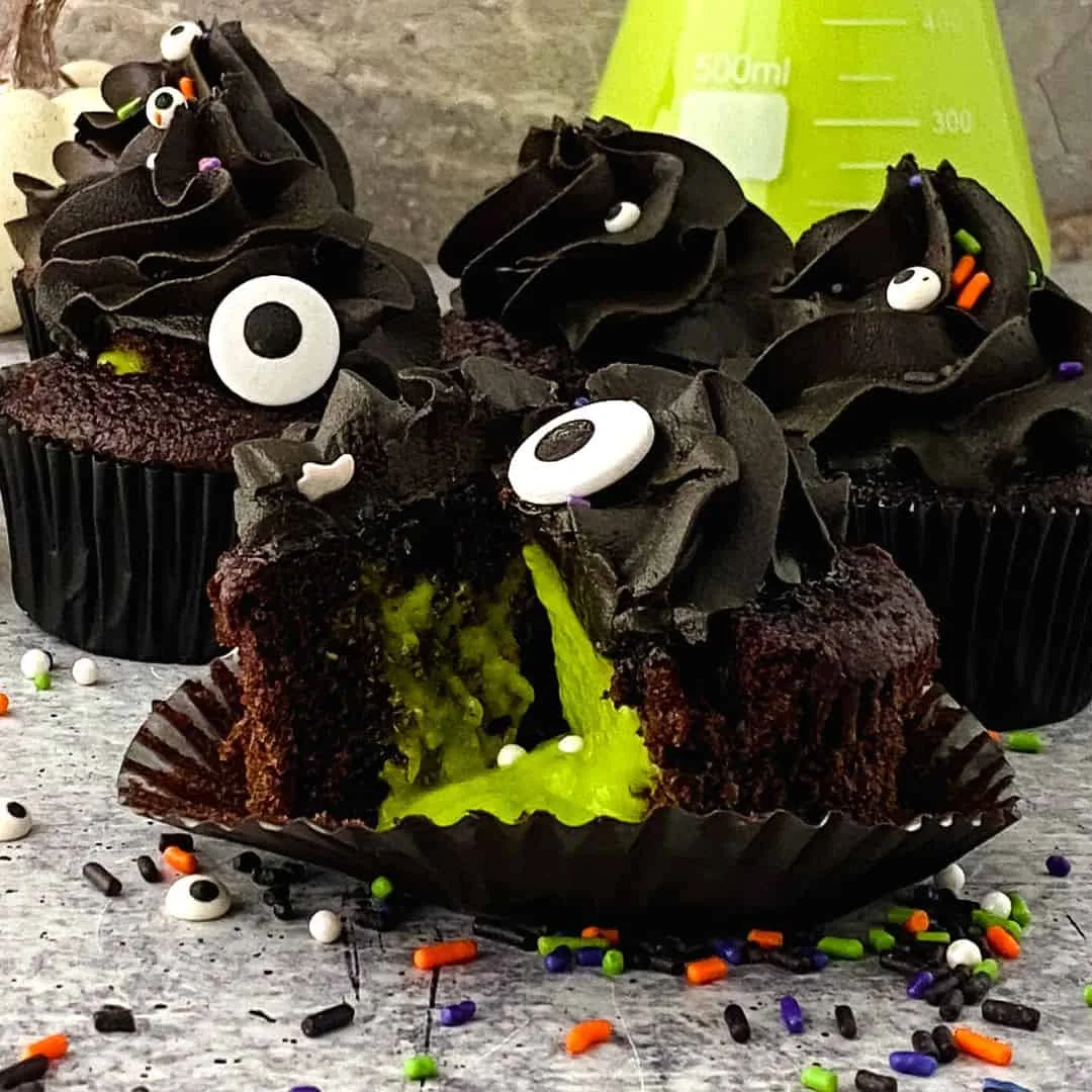 Image for Chocolate Slime Filled Halloween Cupcakes