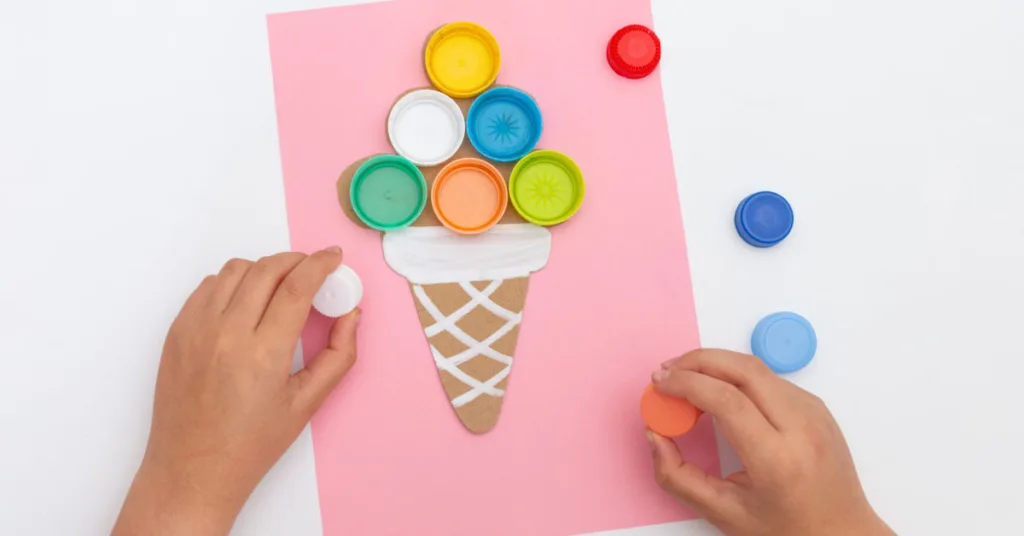 This ice cream cone craft combines creativity, recycling and skill-building in one fun activity.