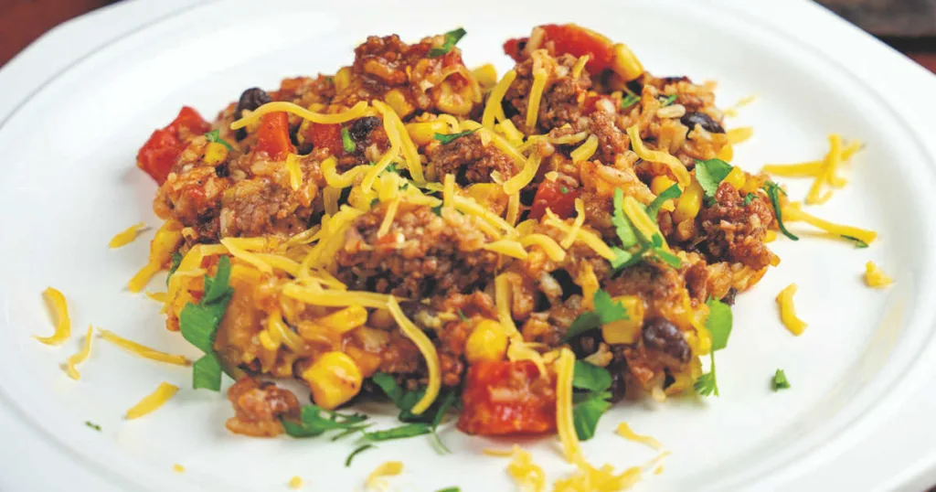 make ground beef enchilada casserole feel complete, balanced and perfect for family dinners or casual gatherings