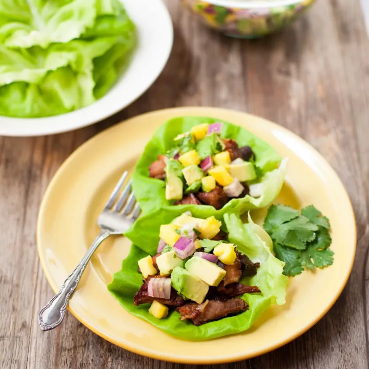Image for Slow-Cooker Carnitas Lettuce Wraps with Pineapple & Avocado Salsa
