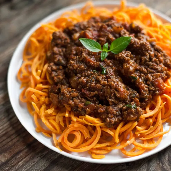 Image for Slow-Cooked Bolognese Sauce with Sweet Potato Spaghetti
