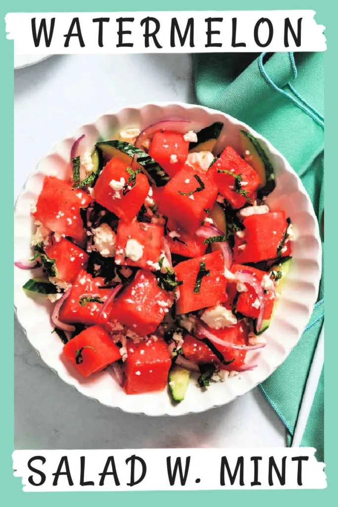 Watermelon Salad is a refreshing and colorful dish that combines sweet, juicy watermelon with crisp cucumber, tangy feta and aromatic fresh mint. 