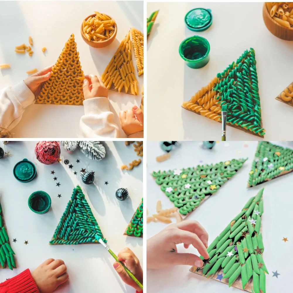 How to Make Pasta Christmas Tree Craft for Kids