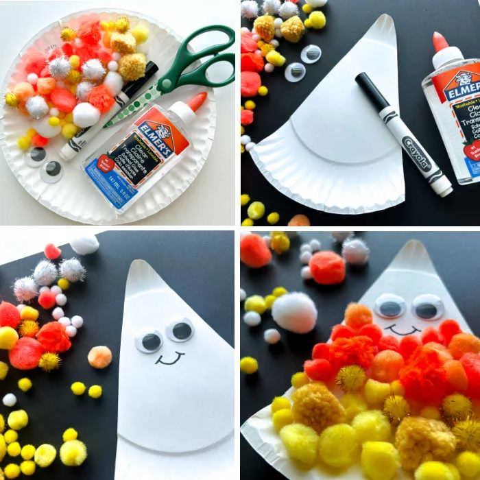 how to make Paper Plate Candy Corn Craft