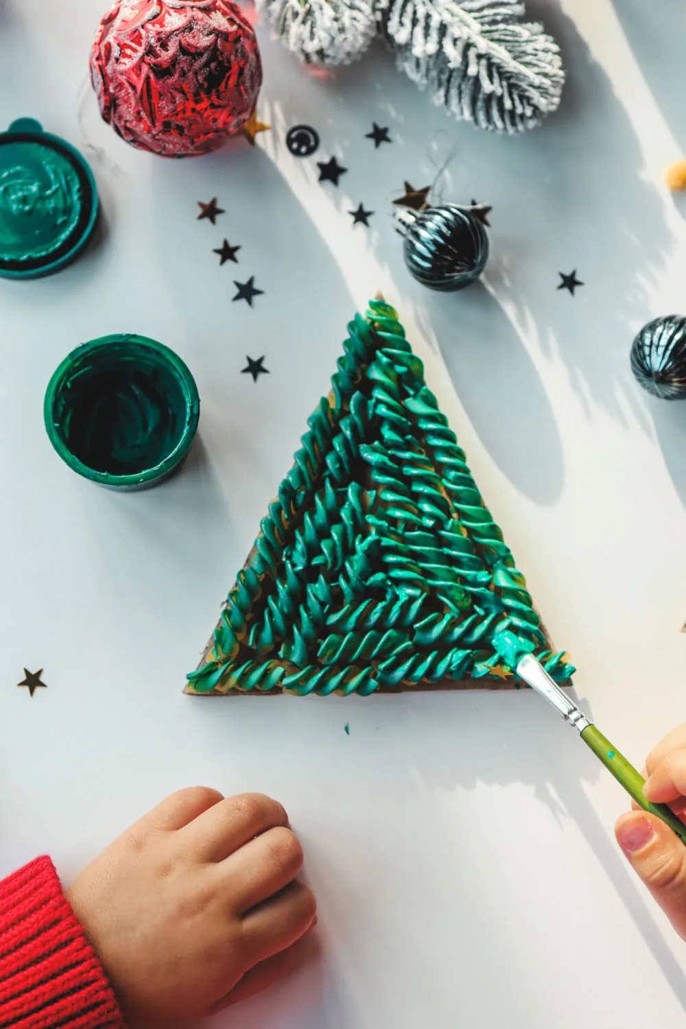 Pasta Christmas Tree Craft for Kids